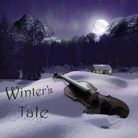 A violin lies half buried in the snow