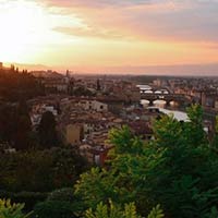 The sun setting over Florence